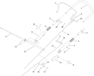 Upper Handle Assembly Diagram and Parts List for 10996 (312000001-312999999)(2012) Lawn Boy Lawn Mower